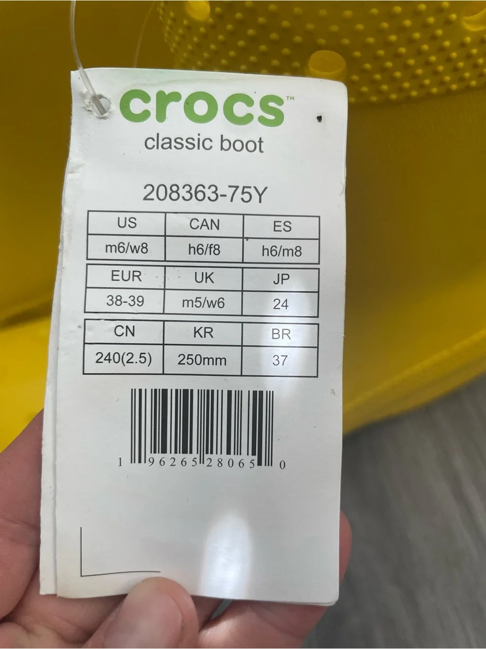 CROCS Womens Classic Rain Boots - Bright Yellow